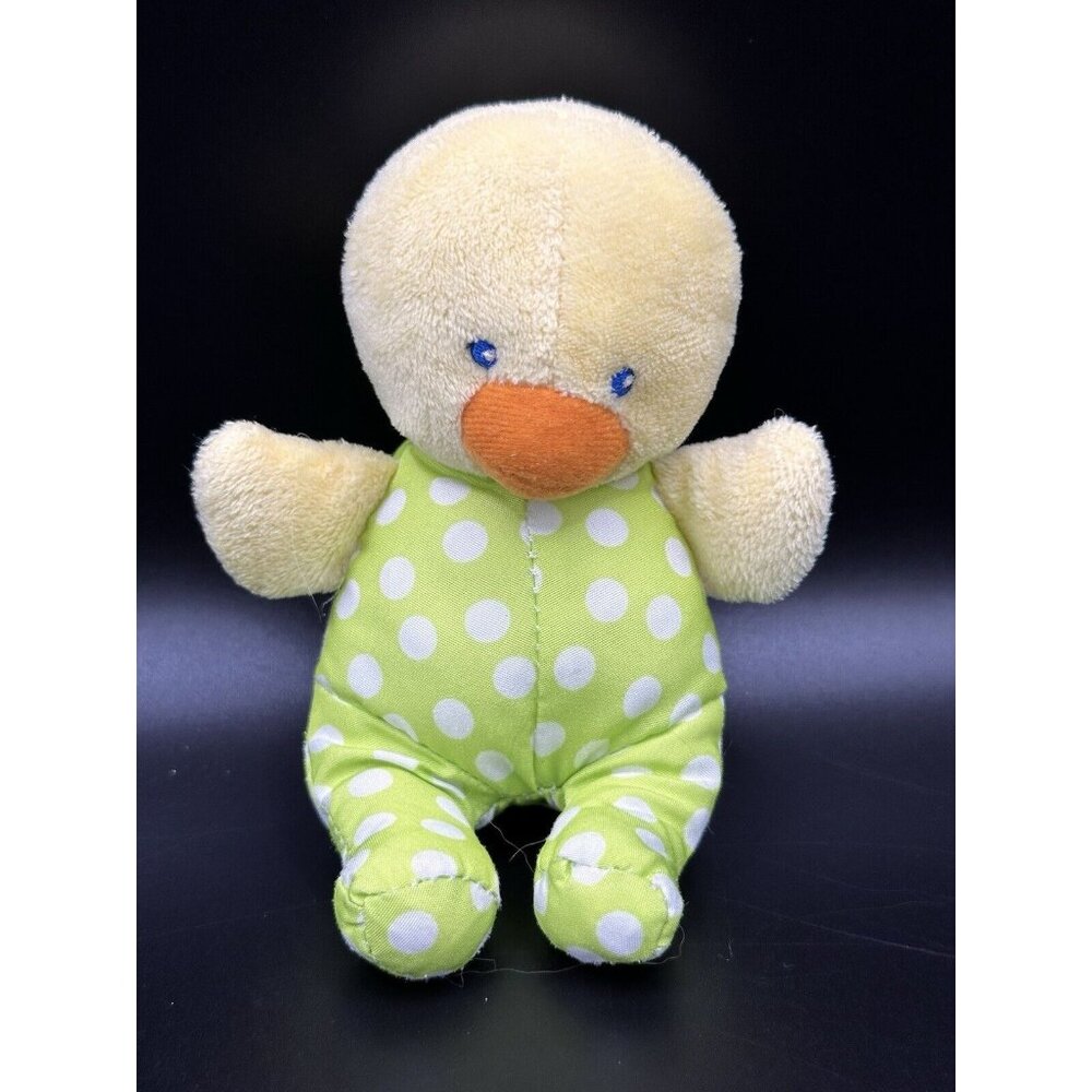 Garanimals Duck Plush Rattle 6" Toy Green White Polka Dot Yellow Duckling‎ Chick